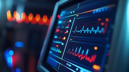 Naklejka premium Heartbeat monitor with vital signs.