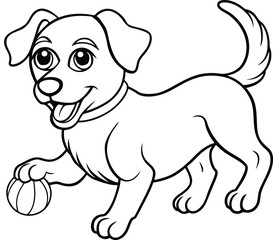 hand drawn dog playing with a ball