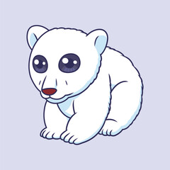 Cute polar bear animal cartoon character vector Illustration.