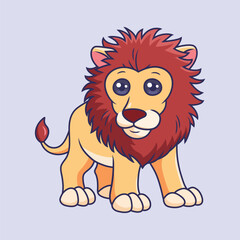 Cute lion animal cartoon character vector Illustration.