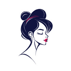 Elegant style, with cartoon-like profile and the girl's head is simplified and stylized in an abstract form