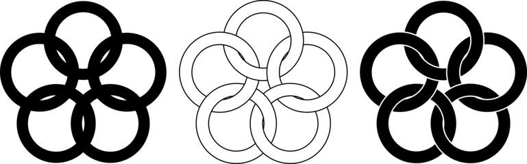 5 interlocking circle icon set