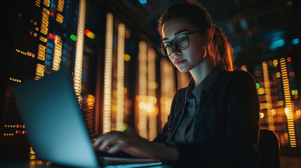 IT Professional Engaged in Data Analysis in a High-Tech Data Center