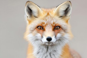 Fototapeta premium Red fox portrait with expressive eyes, white isolate background