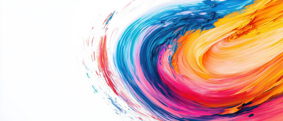 Colorful Abstract Swirl of Paint on White Background