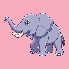 Cute elephant animal cartoon character vector Illustration.
