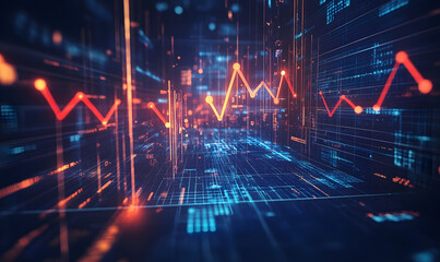 Futuristic Stock Market Chart with Glowing Data or Dynamic Financial Timeline for graphic background