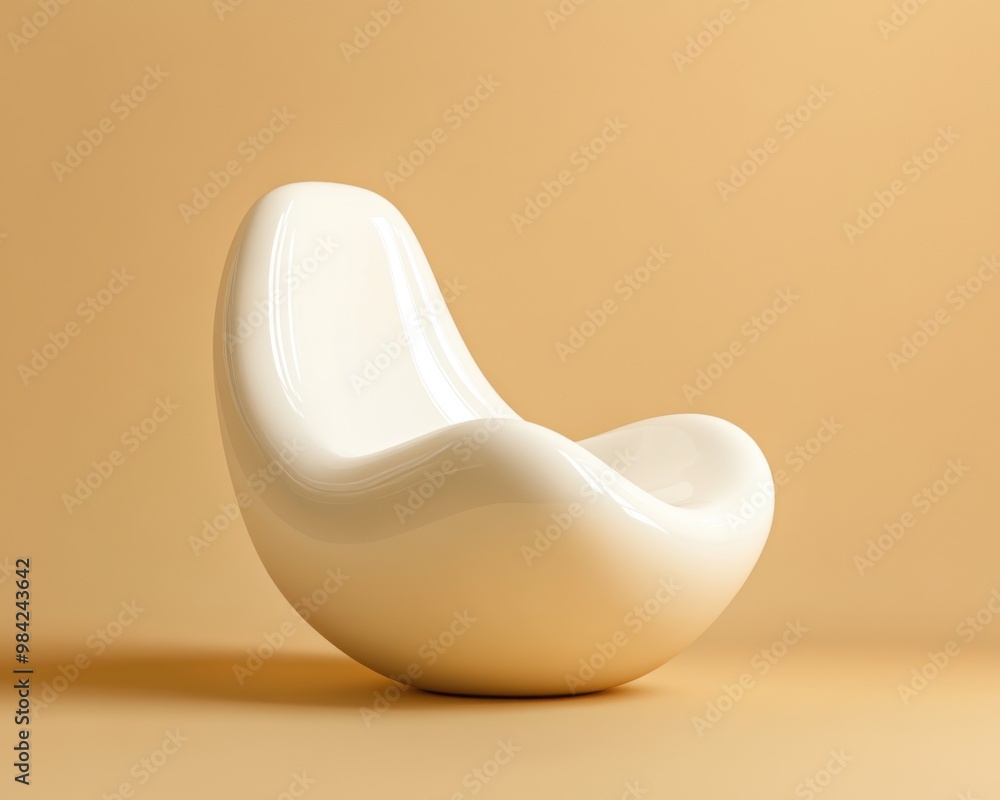 Poster minimalist white ceramic object in soft lighting on neutral background for purity and simplicity