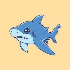 Cute shark fish animal cartoon character vector Illustration.