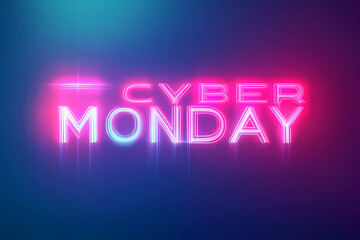 Illustration of neon sign Cyber Monday. Style of Cyber Monday banner with empty space for text