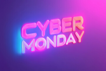 Illustration of neon sign Cyber Monday. Style of Cyber Monday banner with empty space for text