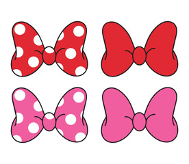 Cute baby girl hair accessory, cartoon style ribbon. Party decor , head props, clipart set isolated on white background .s