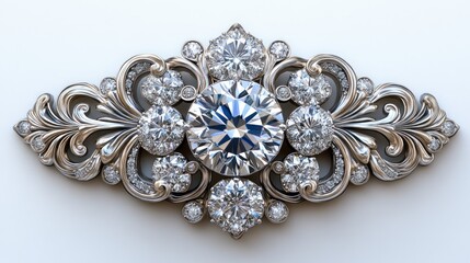 Fototapeta premium Ornate jewelry piece featuring a central diamond and intricate design.