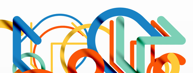 Abstract background. Circles and colorful round shape lines. Linear geometric minimal design