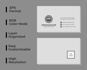 Minimal business card with photo, simple business card with qr code, personal identity card, layout, set