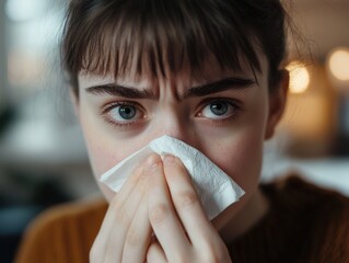 Person wearing cozy brown sweater in soft lighting indoors