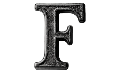 Letter F alphabet number black isolated on white or transparent background