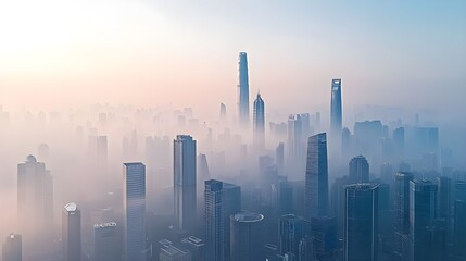 Fototapeta premium Urban Skyline in Thick Smog.