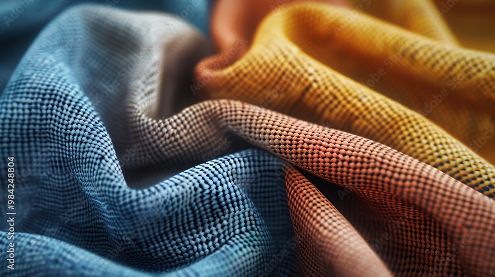 Poster realistic fabric texture with detailed weaving and color variations