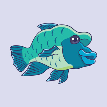 recommend clip art: Cute napoleon fish animal cartoon character vector Illustration.