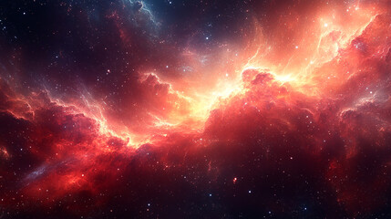 Fototapeta premium A stunning cosmic scene featuring vibrant nebulae and brilliant stars amidst deep space, evoking a sense of wonder and exploration.