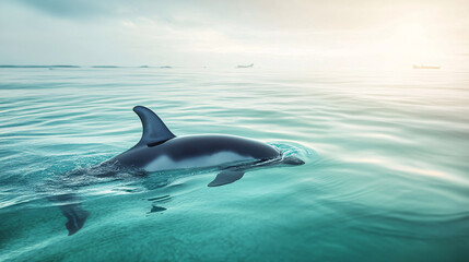 Fototapeta premium Dolphin Swimming in the Ocean