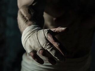 hands with elastic bandage 