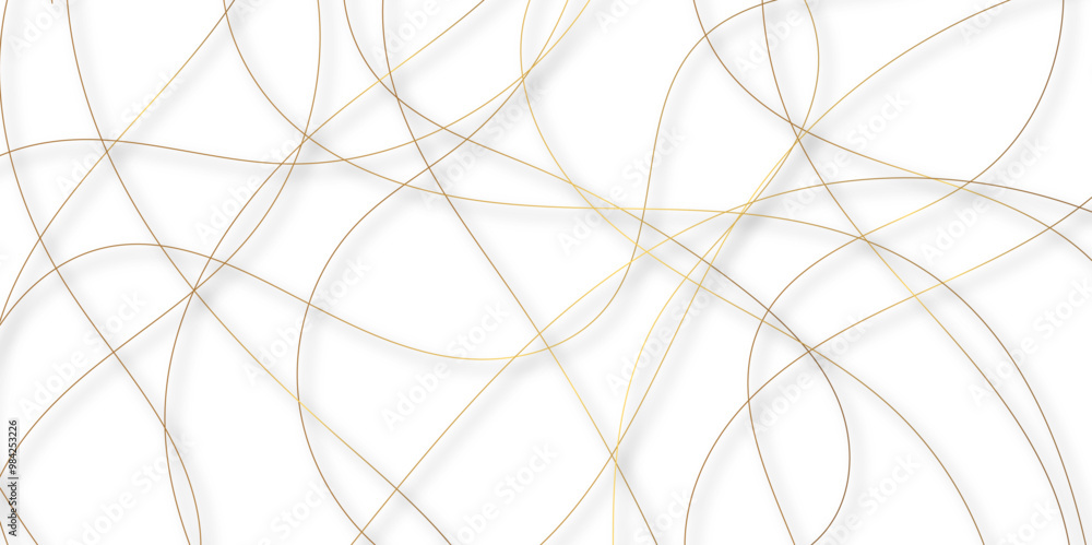 Leinwandbilder White abstract background with golden diagonal lines and shadows. modern random pattern line stroke transparent background. Simple gold scribble line backdrop Minimal style website banner design.	