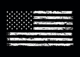 USA Distressed Flag Design. White American Grunge Flag Design, Distressed US symbol, United States flag Vector Illustration for Celebration Holiday 4 of July.