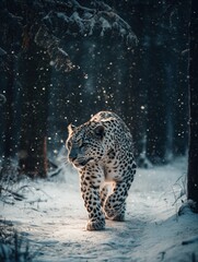 Fototapeta premium Leopard in Snow.