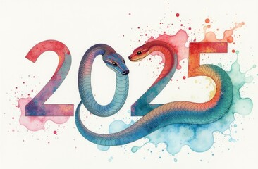 2025 figures in the form of a snake, calendar photos, flyers, posters, postcards, banners
