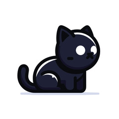 Fototapeta premium Adorable black cat vector illustration with cute expression and minimalist design