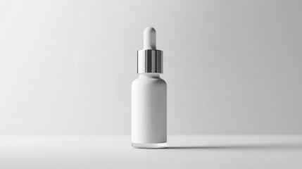 White Dropper Bottle Mockup on White Background
