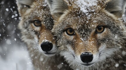 Obraz premium Coyotes in the Snow.