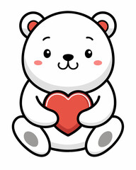 Cute bear holding heart cartoon vector illustration stock illustration