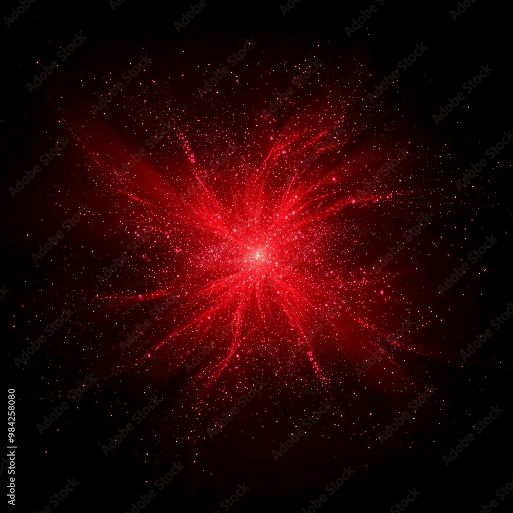 Aufkleber mesmerizing display of energy unfolds as vibrant red particles explode outward from a brilliant core