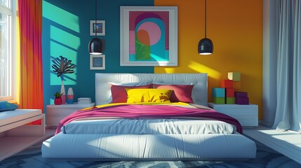 Contemporary bedroom featuring beige blackout roller blinds and shutters on plastic windows for a sleek look.