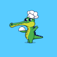Cute cartoon crocodile chef 