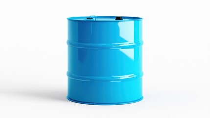 A blue metal barrel with a white background, isolated.