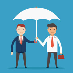 Obraz premium Employee runs into umbrellar seeking protection stock illustration