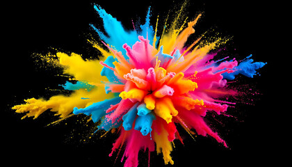 Abstract of a large explosion of colorful powder. Paint holi. Colorful paint powder explosion. 