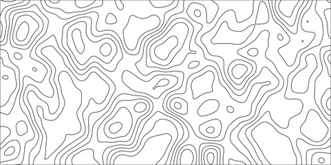 Abstract black & white topographic Contour Scheme and Terrain on old paper. Geographic mountain terrain. Contour map background. Cartographic Weave with seamless striped patterns and wavy Lines