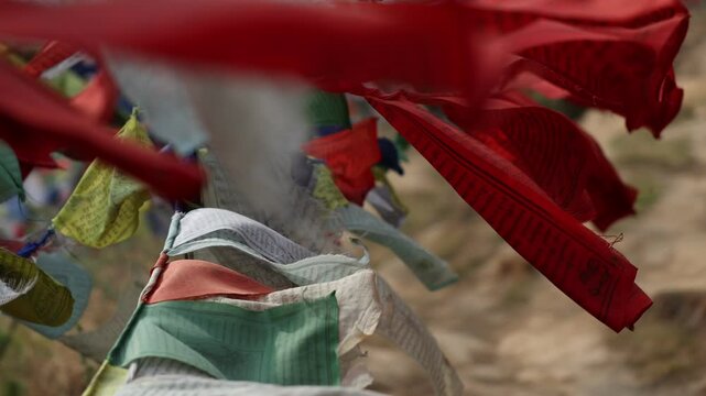 Prayer flags on a hill over the town, Chang Gewog, Thimphu, Bhutan