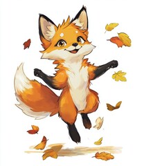 Obraz premium Happy Autumn Fox.