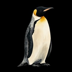 Obraz premium Watercolor Illustration of a Standing Emperor Penguin