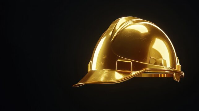 Golden hard hat on a black background.