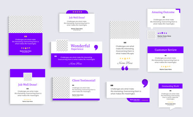 Set of Creative Testimonial Editable Vector templates, Empty speech bubbles, What our Clients Say, Quote, Review, Feedback, Infographic Template, Label, editable text box layout, recommendation note