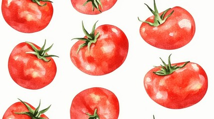 Fototapeta premium Fresh tomato seamless pattern in watercolor style