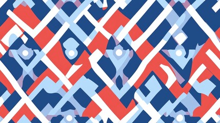 Obraz premium Geometric pattern design illustration with a seamless background texture in blue red and white colors