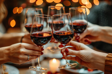 Obraz premium Celebratory Evening Toast with Friends